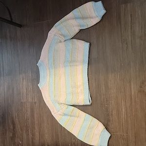 Cropped striped knitted sweater